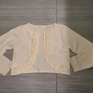 NWOT Girls Cream Sweater w hook & eye closure